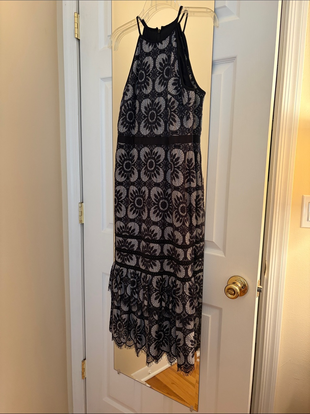 Banana Republic Black Lace Midi Dress with Floral Overlay